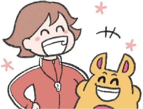 Doちゃんと笑顔の人物のイラスト