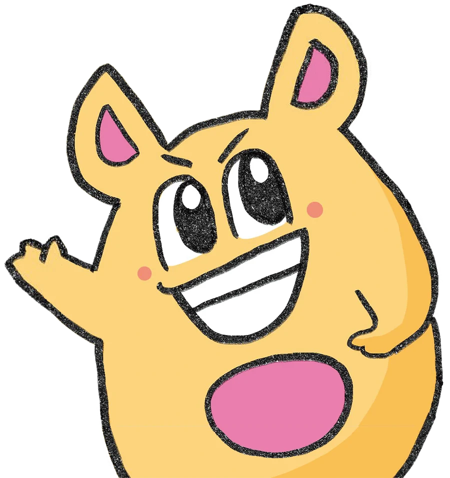 手を上げて笑う、黄色い宇宙人のDoちゃん